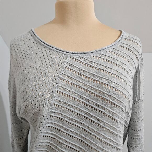 LINEN Asymmetrical Sidetail Hem Green Blue Tunic Sweater by Love Scarlett Medium - Picture 4 of 11